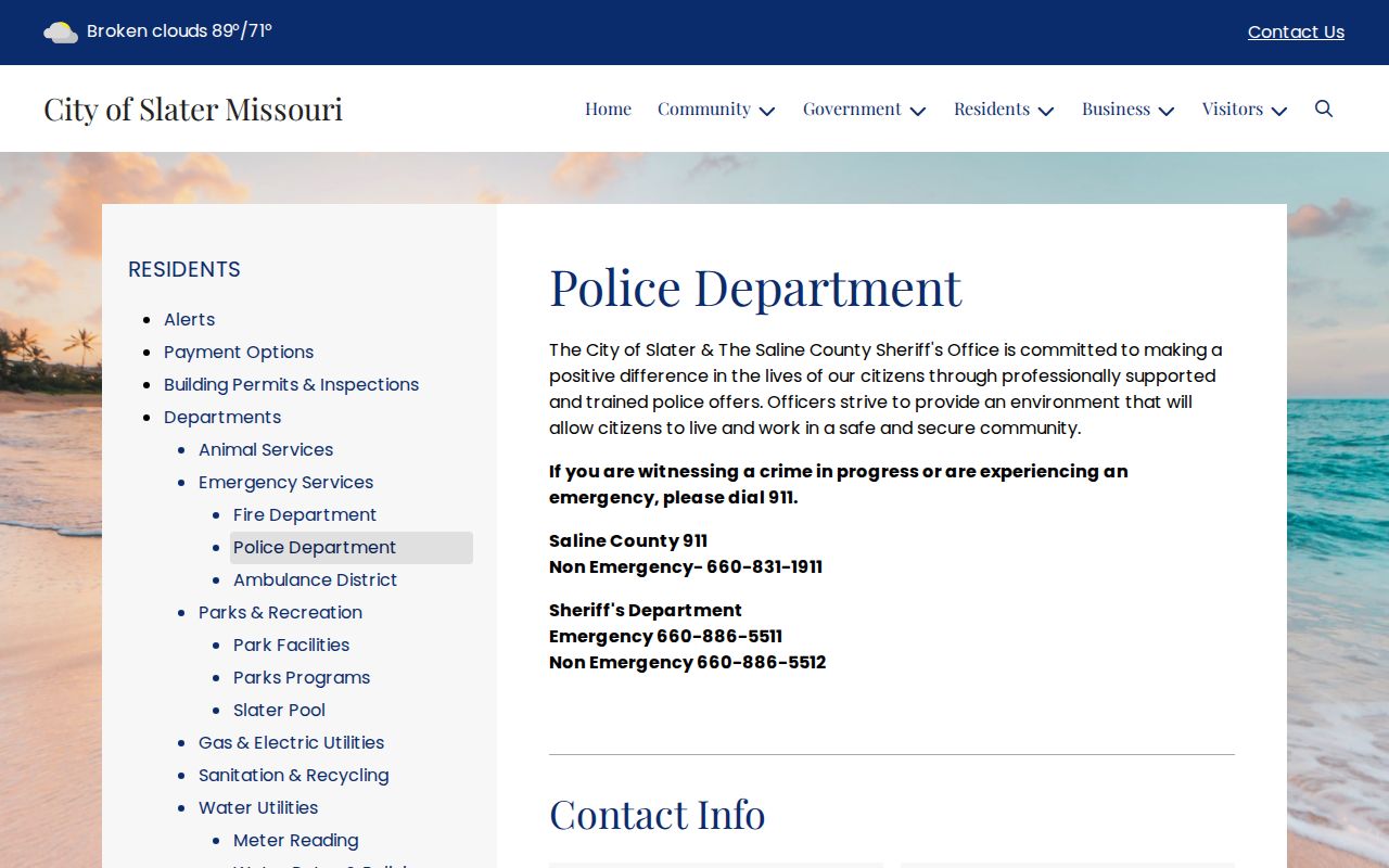 Slater Police Department contact for Saline County arrest history