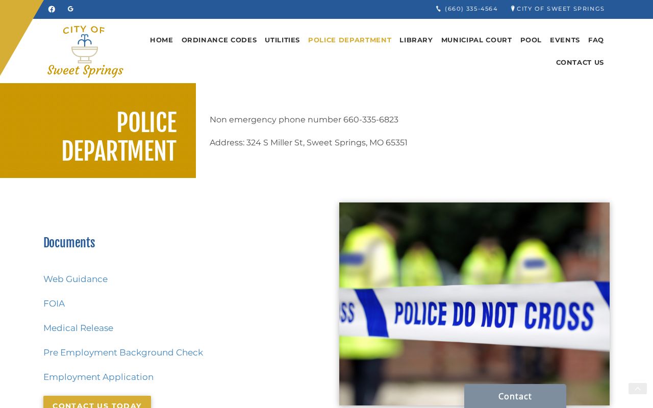Sweet Springs police source for Saline County arrest records