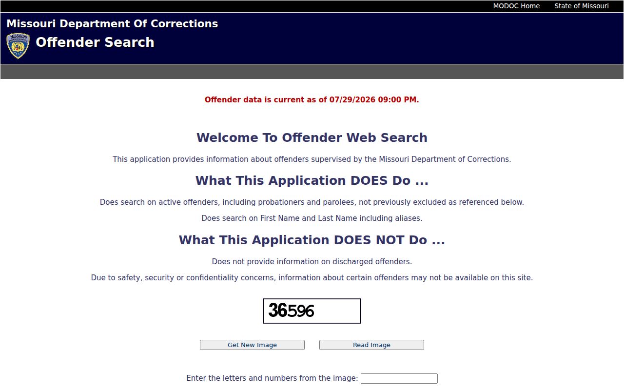 Missouri DOC search for Saline County criminal custody and supervision
