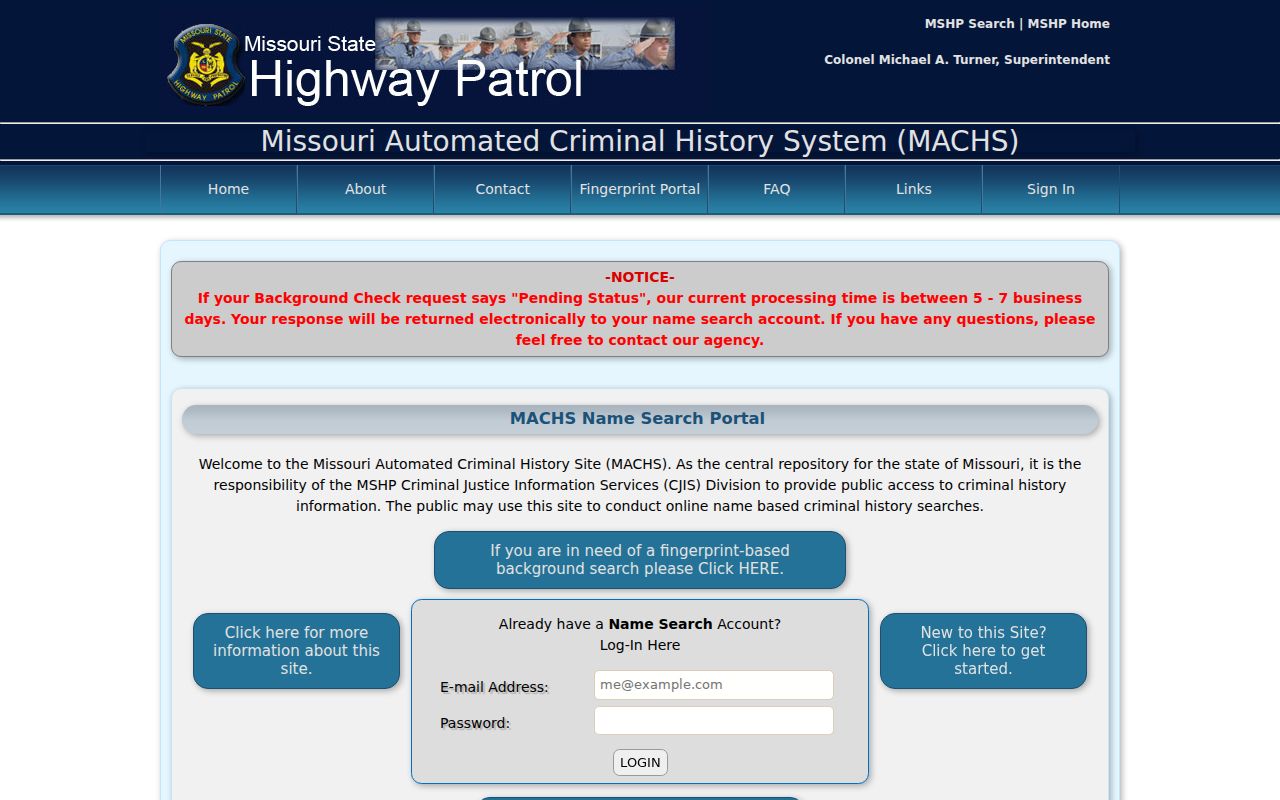 Saline County criminal record check login for MACHS Name Search