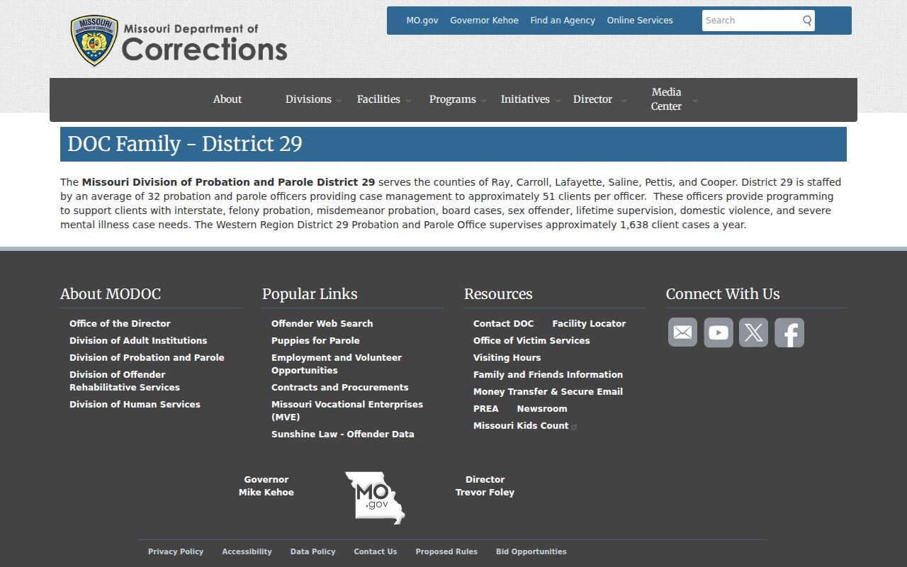 District 29 profile for Saline County criminal supervision records