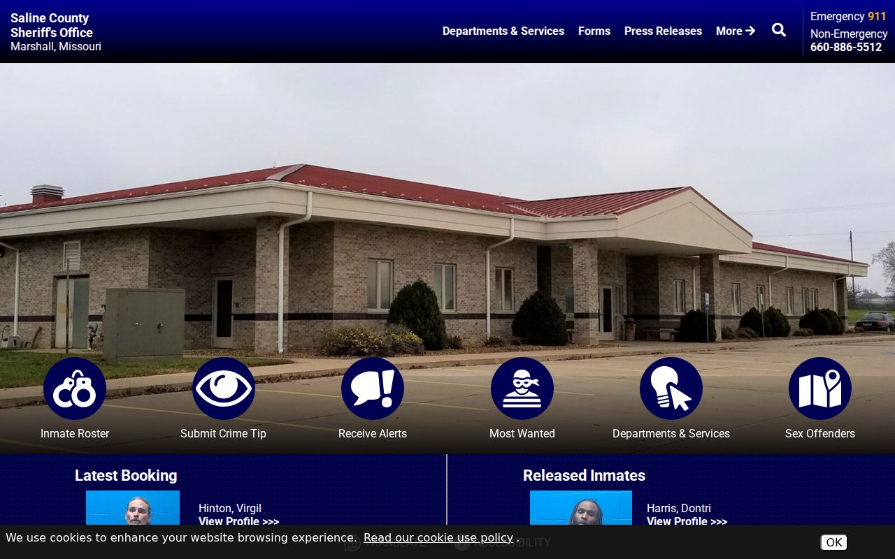Saline County criminal records contact at the sheriff headquarters